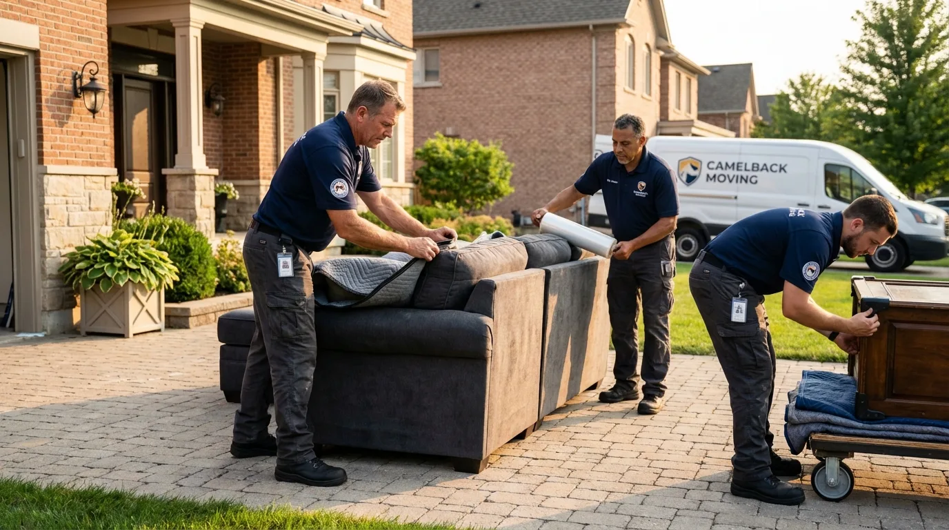 Large estate moving crew wrapping furniture in Redwood Falls, MN