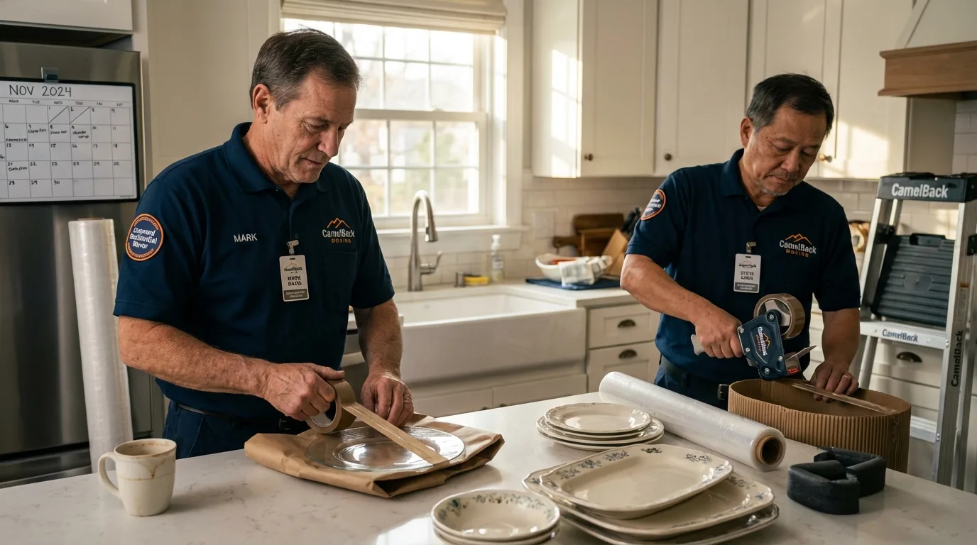 Professional crew packing kitchen dishware in Redwood Falls, MN